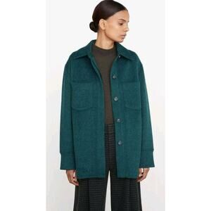 NEW Vince Women Green Wool Blend Oversize Shirt Jacket GREEN SIZE XS